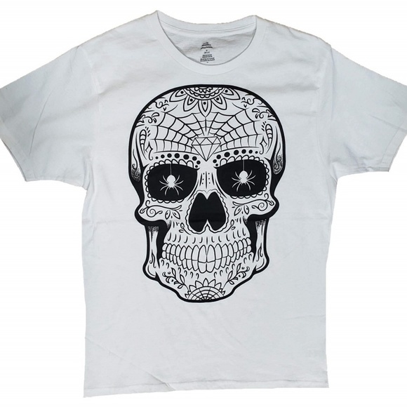 SKULL SPIDER EYES MEN WHITE COTTON TEE NEW - Picture 1 of 1